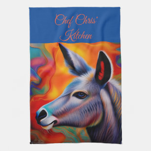 Blue eyed donkey *personalise* tea towel