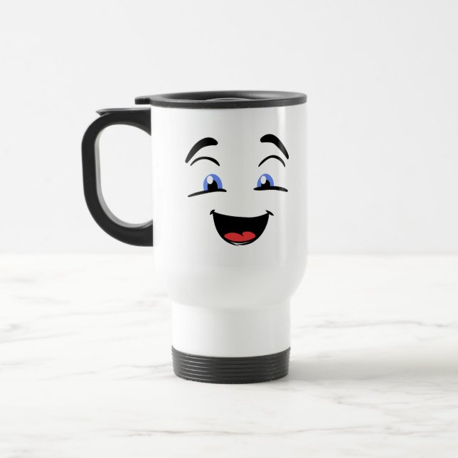 Blue Eyed Face Travel Mug (Left)