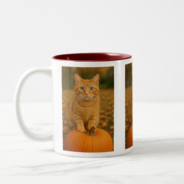blue eyed feline Two-Tone coffee mug (Left)