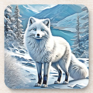 Blue-Eyed Fox Scene Design Coaster