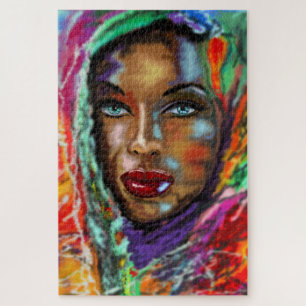 Blue Eyed Girl in Colourful Scarf Puzzle - Paintin