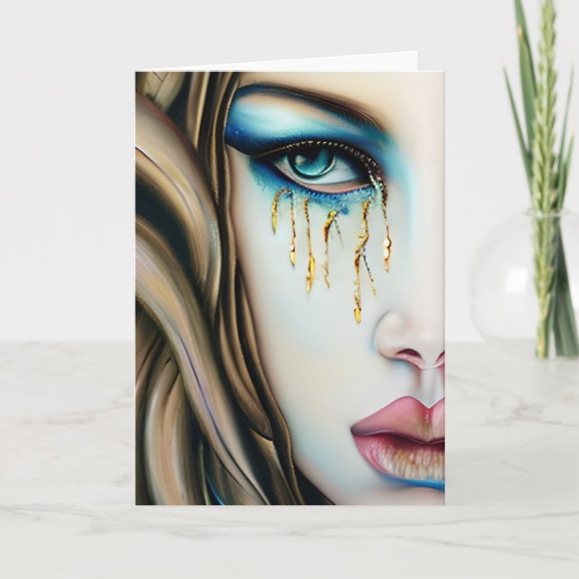 Blue Eyed Goddess with Golden Tears Card (Front)