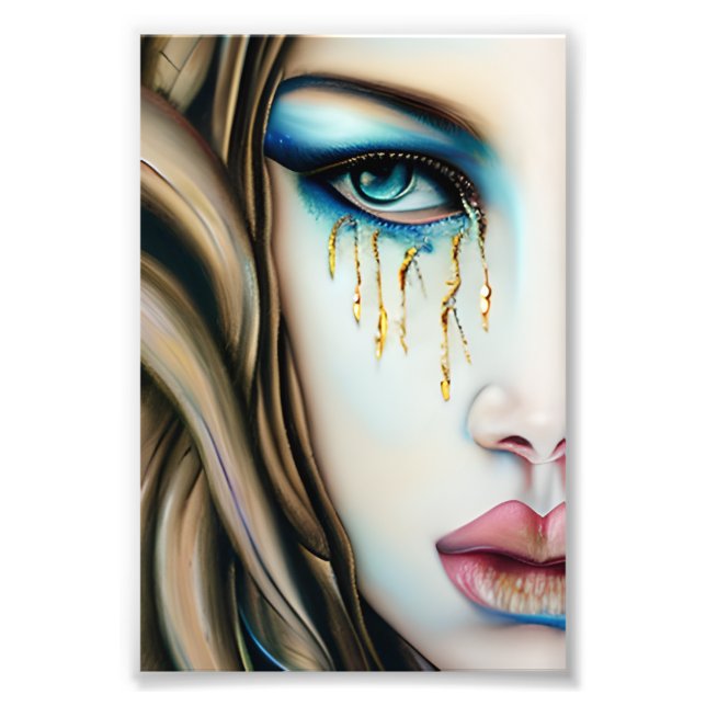 Blue Eyed Goddess with Golden Tears Photo Print (Front)