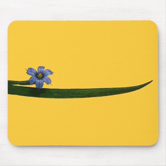 Blue-eyed grass flower and leaf mouse mat (Front)