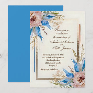 Blue-eyed grass flower invitation