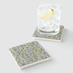 Blue-Eyed Grass flower pattern Stone Coaster