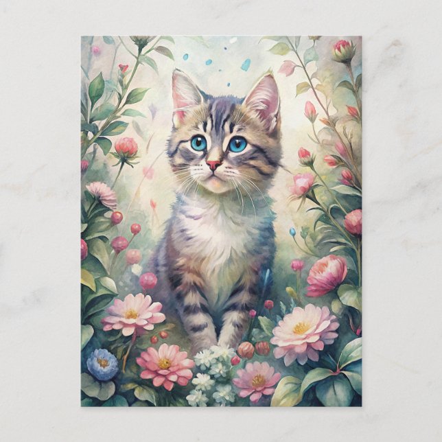 Blue Eyed kitten Postcard (Front)