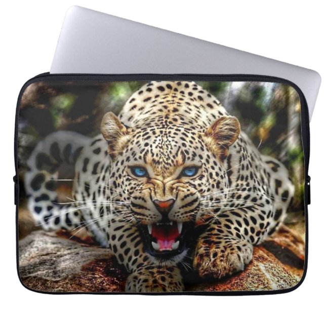 Blue Eyed Leopard  Laptop Sleeve (Front)