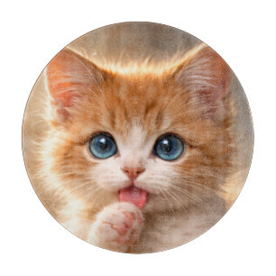 Blue-Eyed Paw licking Kitten Cutting Board