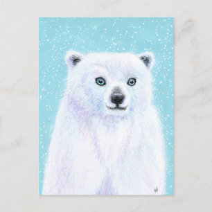 Blue Eyed Polar Bear Winter postcard