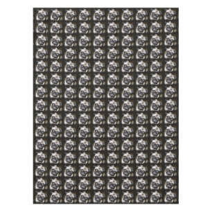 blue-eyed pugs black tablecloth