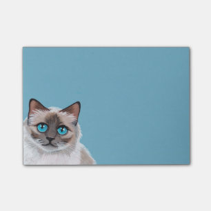 Blue Eyed Ragdoll Cat Portrait Painting Post-it Notes