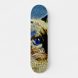 Blue Eyed Siamese Cat Mosaic Tiles Skateboard