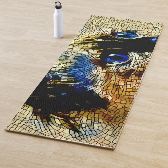 Blue Eyed Siamese Cat Mosaic Tiles Yoga Mat (In Situ)