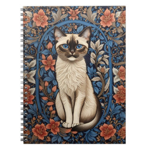 Blue Eyed Siamese Cat William Morris Inspired Notebook