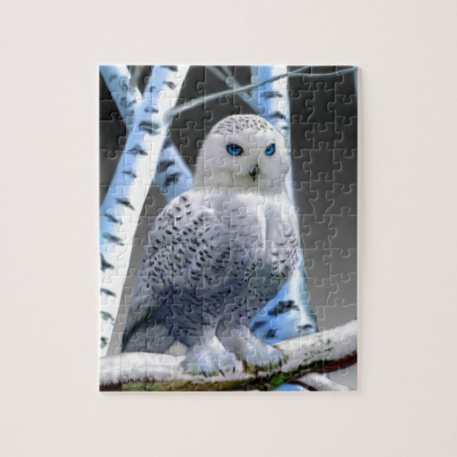 Blue-eyed Snow Owl Jigsaw Puzzle (Vertical)