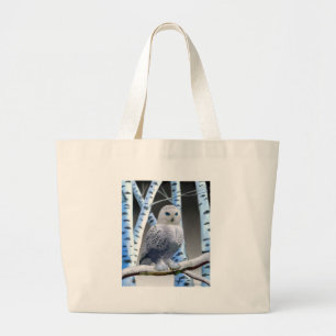 Blue-eyed Snow Owl Large Tote Bag