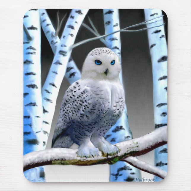 BLUE-EYED SNOW OWL MOUSE MAT (Front)