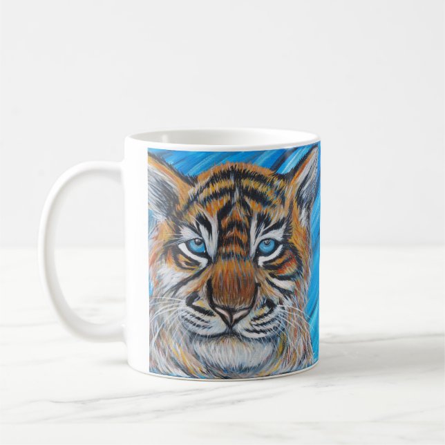 Blue-Eyed Tiger Painting Coffee Mug (Left)