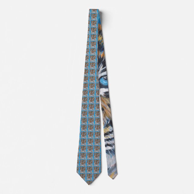 Blue-Eyed Tiger Painting Tie (Front)