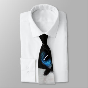 Blue Eyed Tuxedo Cat Tie
