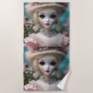Blue Eyed Vintage Doll, Beach Towel