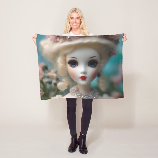 Blue Eyed Vintage Doll, Fleece Blanket (In Situ)