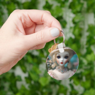 Blue Eyed Vintage Doll, Key Ring