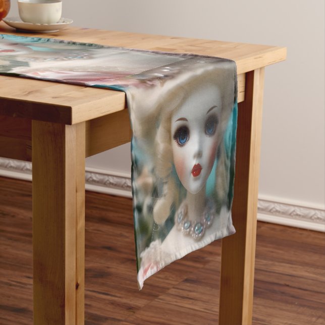Blue Eyed Vintage Doll, Short Table Runner (In Situ)