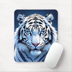 Blue eyed White Tiger Ai Art Mouse Mat