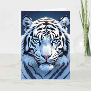 Blue eyed White Tiger Birthday Card