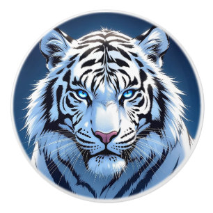 Blue eyed White Tiger Ceramic Knob