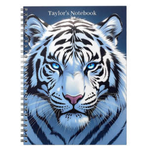 Blue eyed White Tiger Personalised Notebook