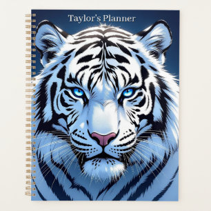 Blue eyed White Tiger Personalised Planner