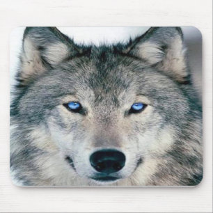 Blue Eyed Wolf Mouse Mat