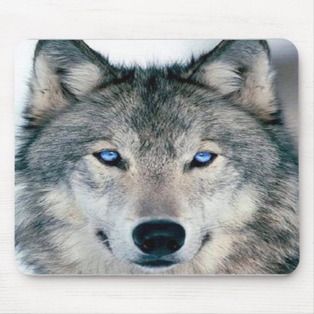 Blue Eyed Wolf Mouse Mat (Front)