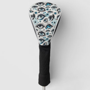 Blue Eyes and Lashes Watercolor Style Golf Head Cover
