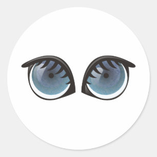 Blue Eyes Cartoon Classic Round Sticker