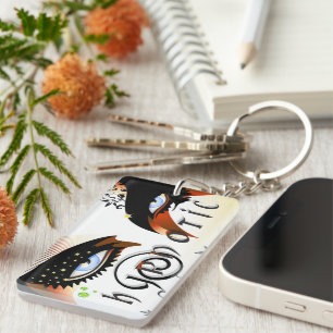 Blue Eyes Fashion Make Up Key Ring