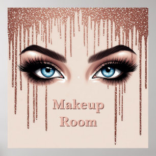 ✨ Blue Eyes Glitter Makeup Wall Decor For Vanity
