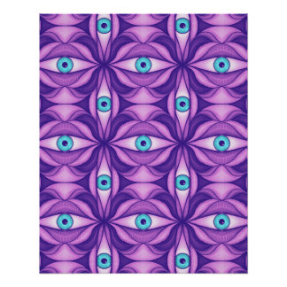 Blue Eyes in Purple Foliage Dark Botanical Art Poster