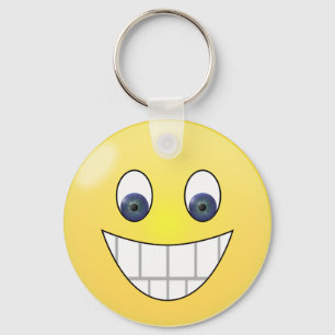 Blue eyes smile face key ring