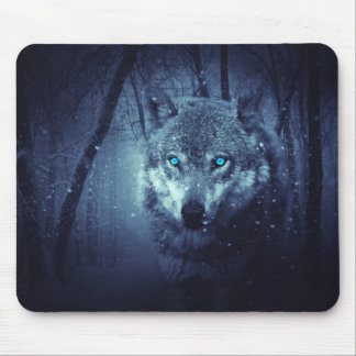 Blue Eyes Wolf Mouse Mat