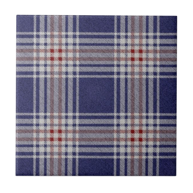 Blue Fabric Pattern Style Ceramic Tile (Front)