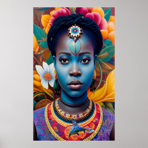 Blue face African princess Poster
