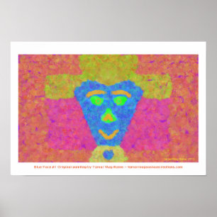Blue Face Lady In Yellow Hat Poster