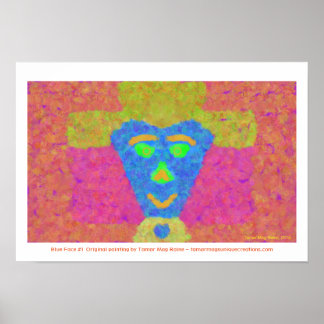 Blue Face Lady In Yellow Hat Poster