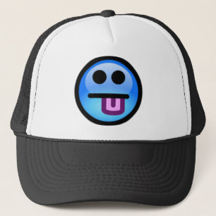 Blue Face with tongue sticking out. Fun! Trucker Hat
