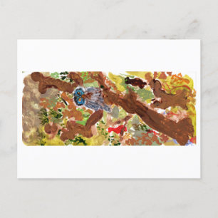 Blue-faced owl in a tree postcard
