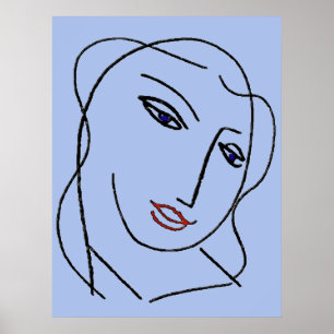 Blue Faces Abstract Poster